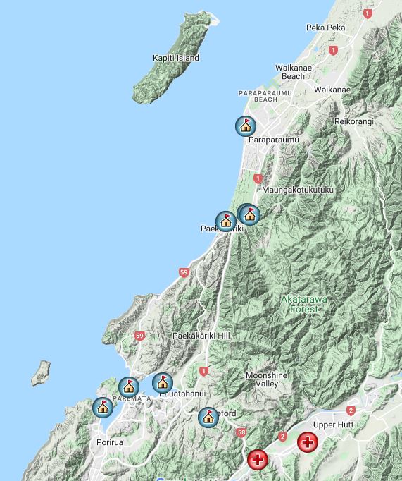 Map of sites used by US military forces